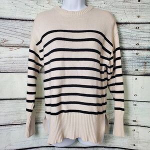 Love Change Italy Women’s Black Stripe Beige Knit Sweater Size Medium